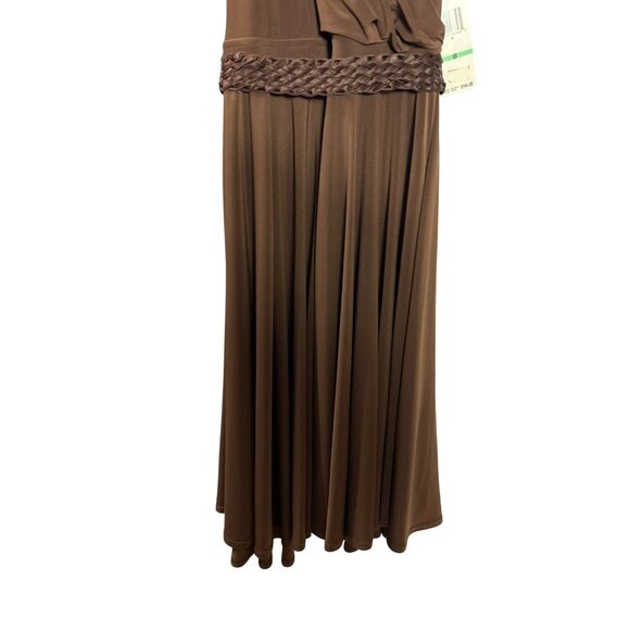 Nine West Halter Midi Dress 8 Vintage Y2K Fit & Flare Braided Belt Brown New - Picture 4 of 13